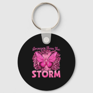 Stronger Than The Storm With Butterfly Breast Canc Key Ring
