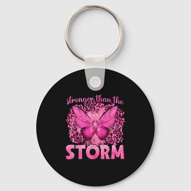 Stronger Than The Storm With Butterfly Breast Canc Key Ring (Front)