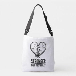Stronger Than Yesterday Stitched Heart Tote Bag