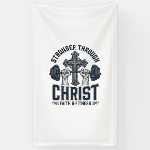 Stronger Through Christ Christian Gym T-Shirt Banner