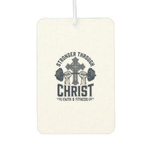 Stronger Through Christ Christian Gym T-Shirt Car Air Freshener