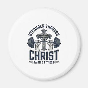 Stronger Through Christ Christian Gym T-Shirt Magnet