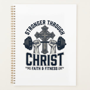 Stronger Through Christ Christian Gym T-Shirt Planner