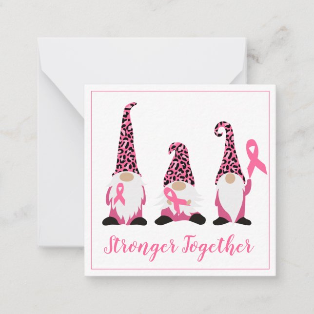 Stronger Together Breast Cancer Pink Ribbon Note C Card (Front)