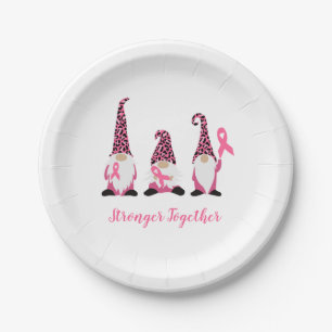 Stronger Together Breast Cancer Pink Ribbon Paper Paper Plate