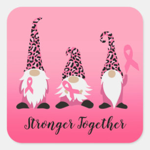 Stronger Together Breast Cancer Pink Ribbon Square Square Sticker
