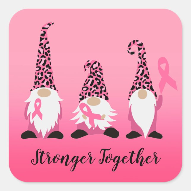 Stronger Together Breast Cancer Pink Ribbon Square Square Sticker (Front)