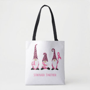 Stronger Together Breast Cancer Pink Ribbon Tote Bag