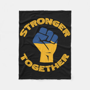 Stronger Together Ukraine Fist Ukrainian Flag Soli Fleece Blanket