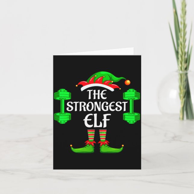 Strongest Elf Matching Family Group Christmas Part Card (Front)