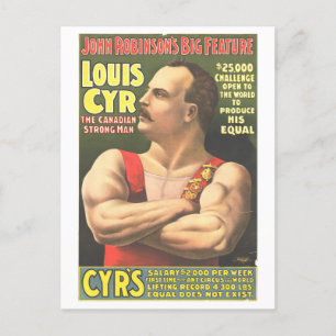 Strongman Act Vintage Circus Ad Lithograph Postcard