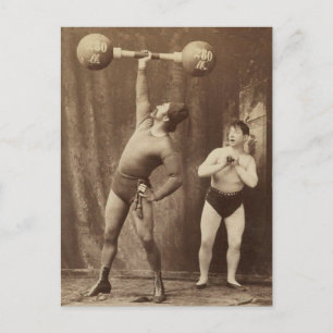 Strongman and Friend Postcard