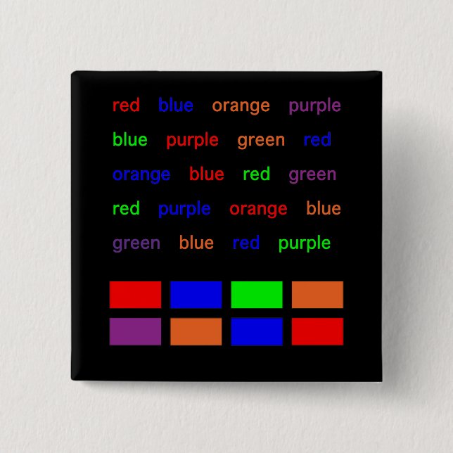 Stroop Test 15 Cm Square Badge (Front)