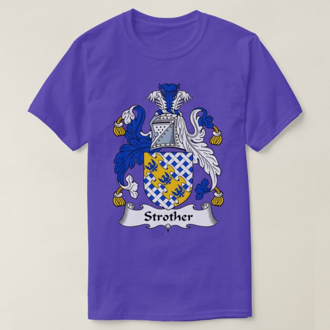 Strother Coat of Arms Family Crest  T-Shirt (Design Front)