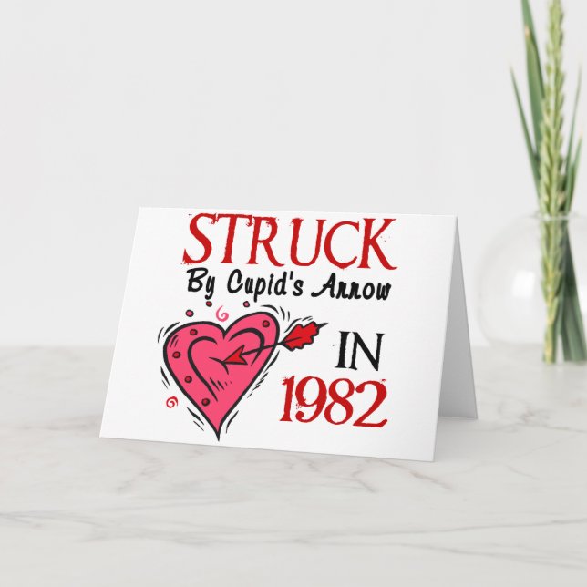 Struck By Cupid’s Arrow In 1982 Holiday Card (Front)