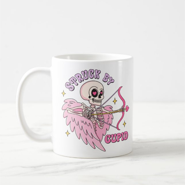 Struck By Cupid Skeleton Coffee Mug (Left)