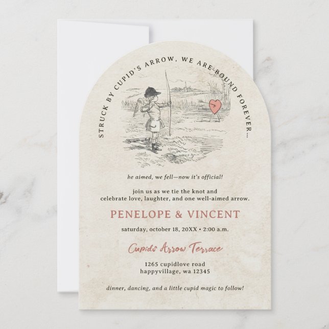 Struck by Cupid's Arrow Wedding Invitation (Front)