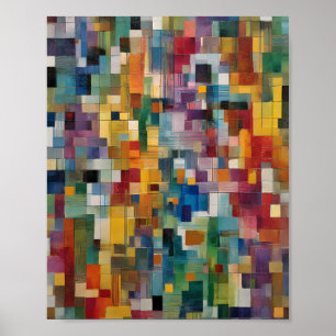 Structural Chaos Art: Technical Grid Break Tile Poster