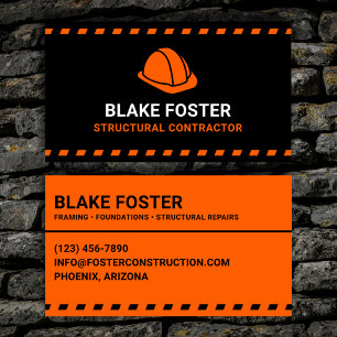 Structural Contractor Orange Hard Hat Business Card