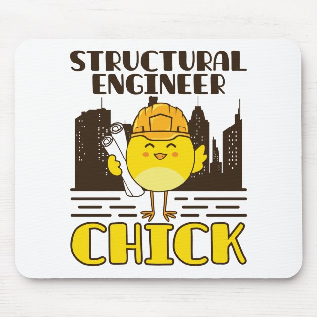 Structural Engineer Chick Civil Engineering Mouse Mat (Front)