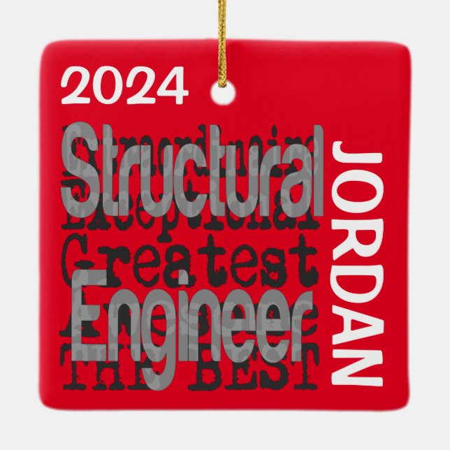 Structural Engineer Extraordinaire CUSTOM Ceramic Ornament (Back)
