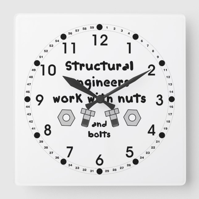 Structural Engineers Work Square Wall Clock (Front)