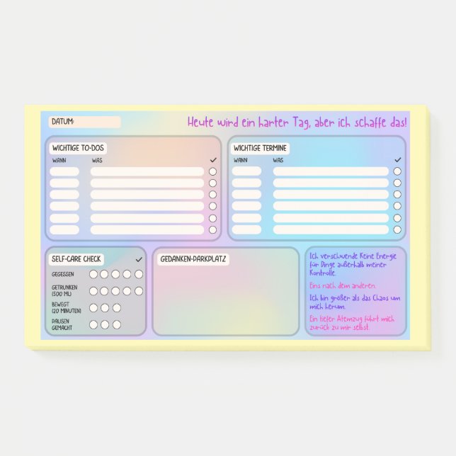 Structural sticky notes for focus & self-care (Front)