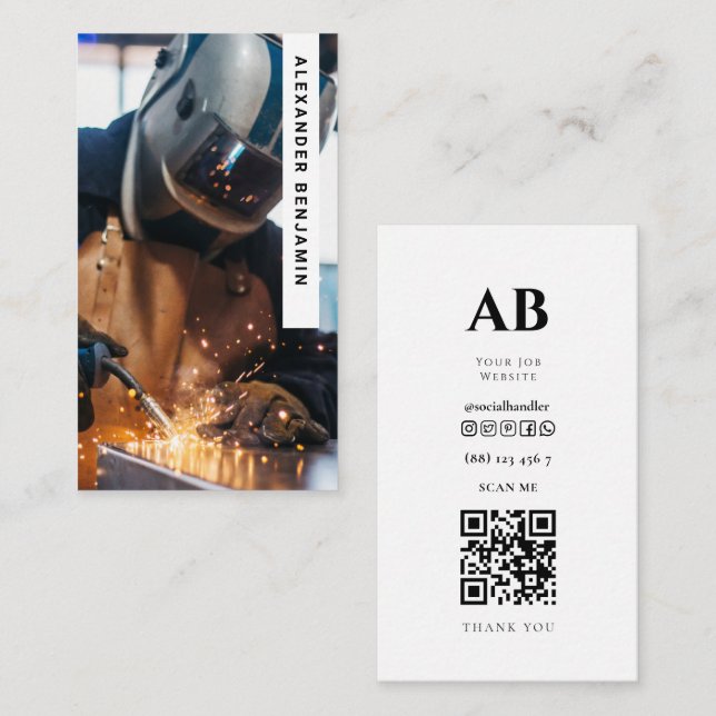 Structural Welder Photo QR Code Business Card (Front/Back)