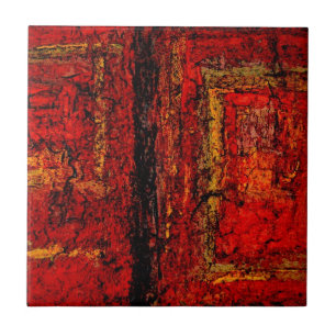 Structure Red African Abstract Tile