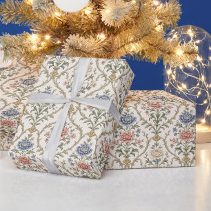 Structured Sophisticated Floral Trellis Wrapping Paper