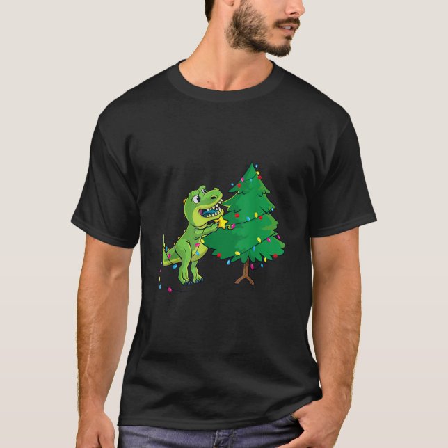 Struggle Is Real Dinosaur T Rex Christmas Tree Sta T-Shirt (Front)