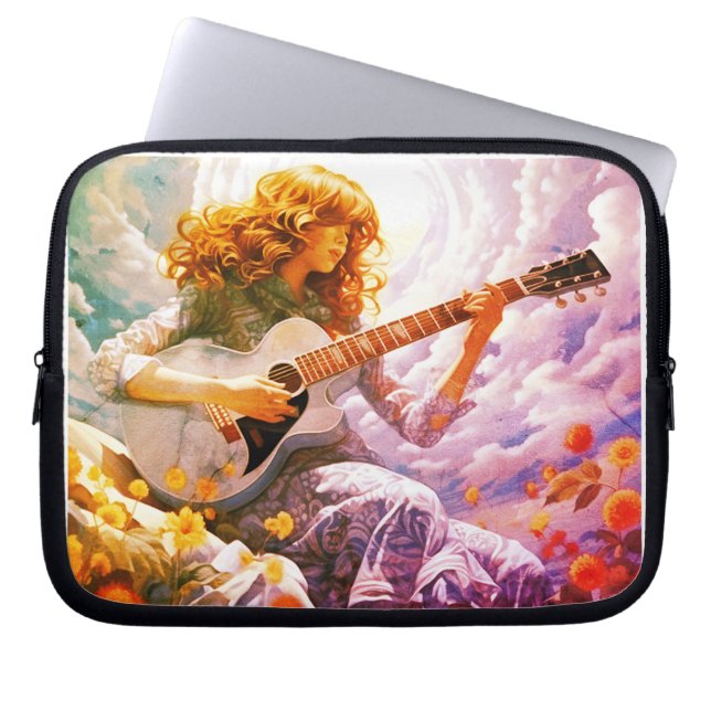Strumming My Guitar in the Storm 10" Laptop Sleeve (Front)
