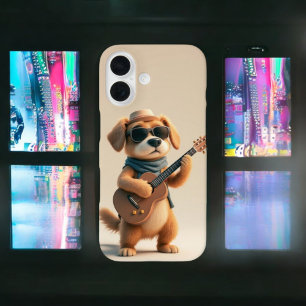 Strumming Paws: Adorable Dog Guitar iPhone 16 Case