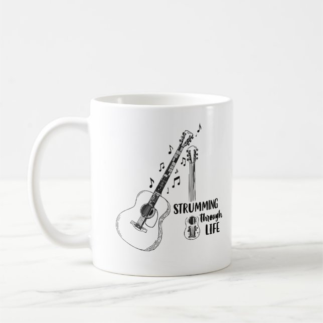Strumming Through Life – Minimalist Guitar Mug (Left)