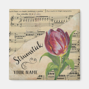 Strumstick Tulip Vintage Sheet Music Customised Magnet
