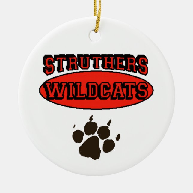 Struthers Wildcats Ceramic Tree Decoration (Front)