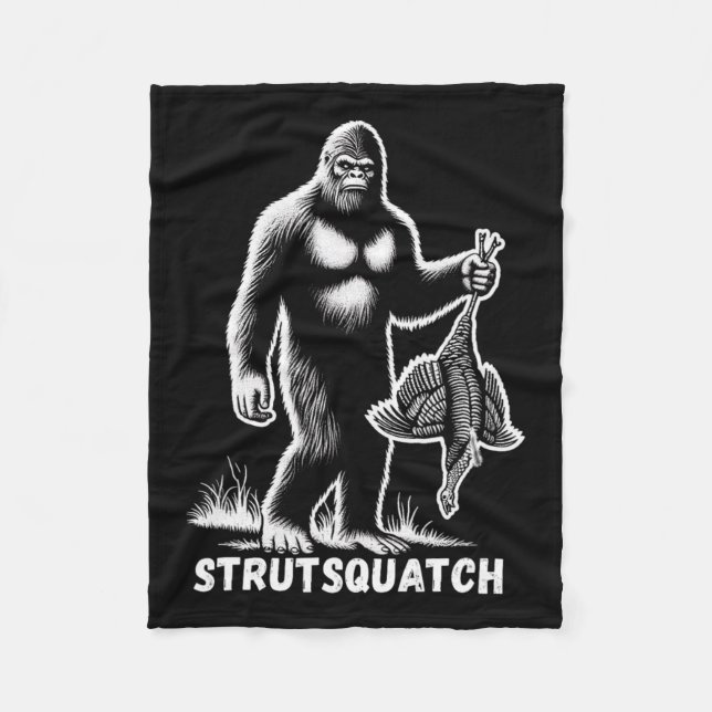 Strutsquatch Bigfoot Sasquatch Funny Youth Turkey  Fleece Blanket (Front)