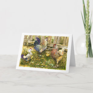 Strutting chicken family card