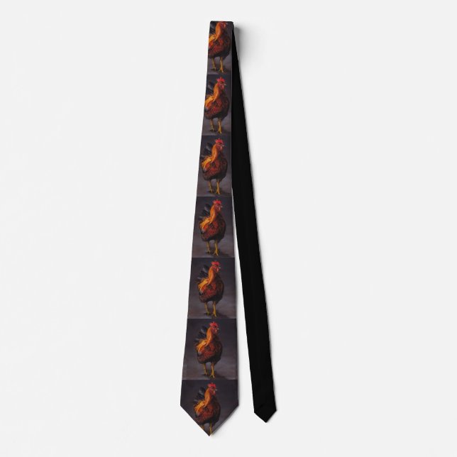 Strutting Rooster Bird Art Neck Tie (Front)