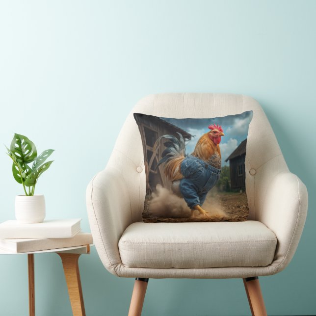 Strutting Rooster In a Dusty Farmyard Cushion (Chair)