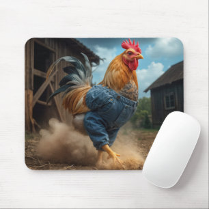 Strutting Rooster In a Dusty Farmyard Mouse Mat