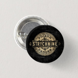 Strychnine Vintage Style Poison Label 3 Cm Round Badge