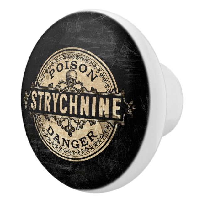 Strychnine Vintage Style Poison Label Ceramic Knob (Right)