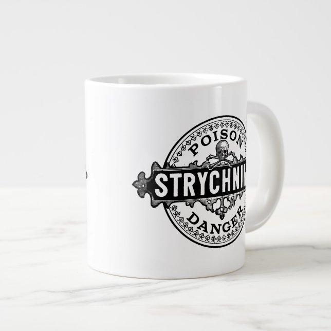 Strychnine Vintage Style Poison Label Large Coffee Mug (Front Right)