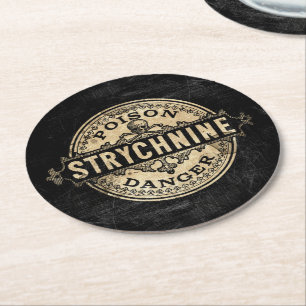 Strychnine Vintage Style Poison Label Round Paper Coaster