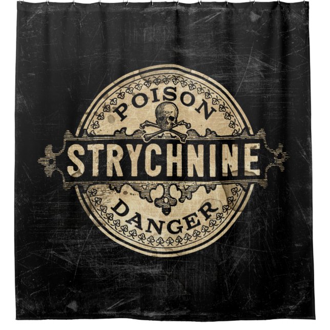 Strychnine Vintage Style Poison Label Shower Curtain (Front)