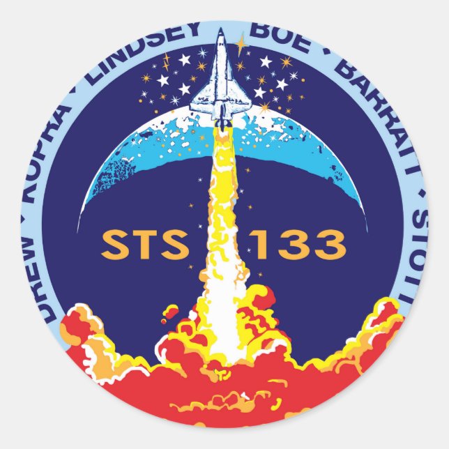 STS-133 Discovery Classic Round Sticker (Front)