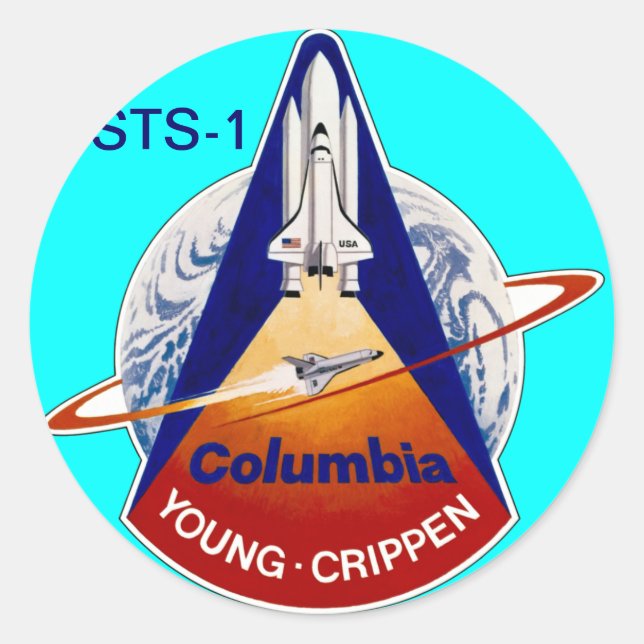 STS-2 NASA SPACE SHUTTLE CLASSIC ROUND STICKER (Front)