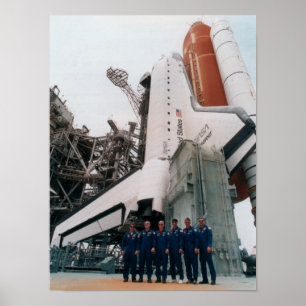 STS-77 Crewmembers pose with Shuttle Endeavour Poster