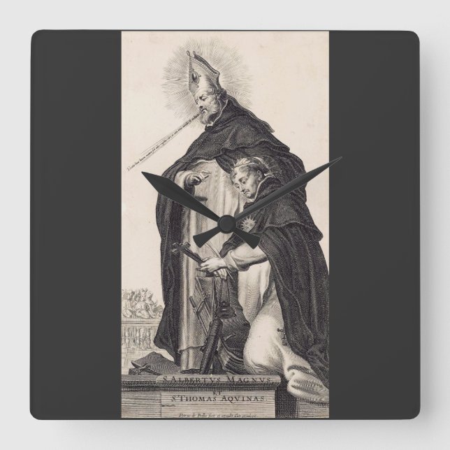Sts. Albert the Great and Thomas Aquinas Fine Art Square Wall Clock (Front)